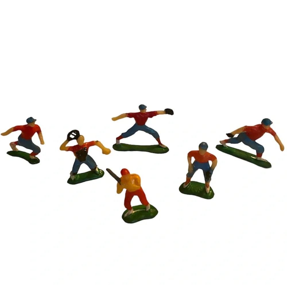 Vintage Action Figures Sports Baseball Toppers Toy Set Collectible 6pc Bundle